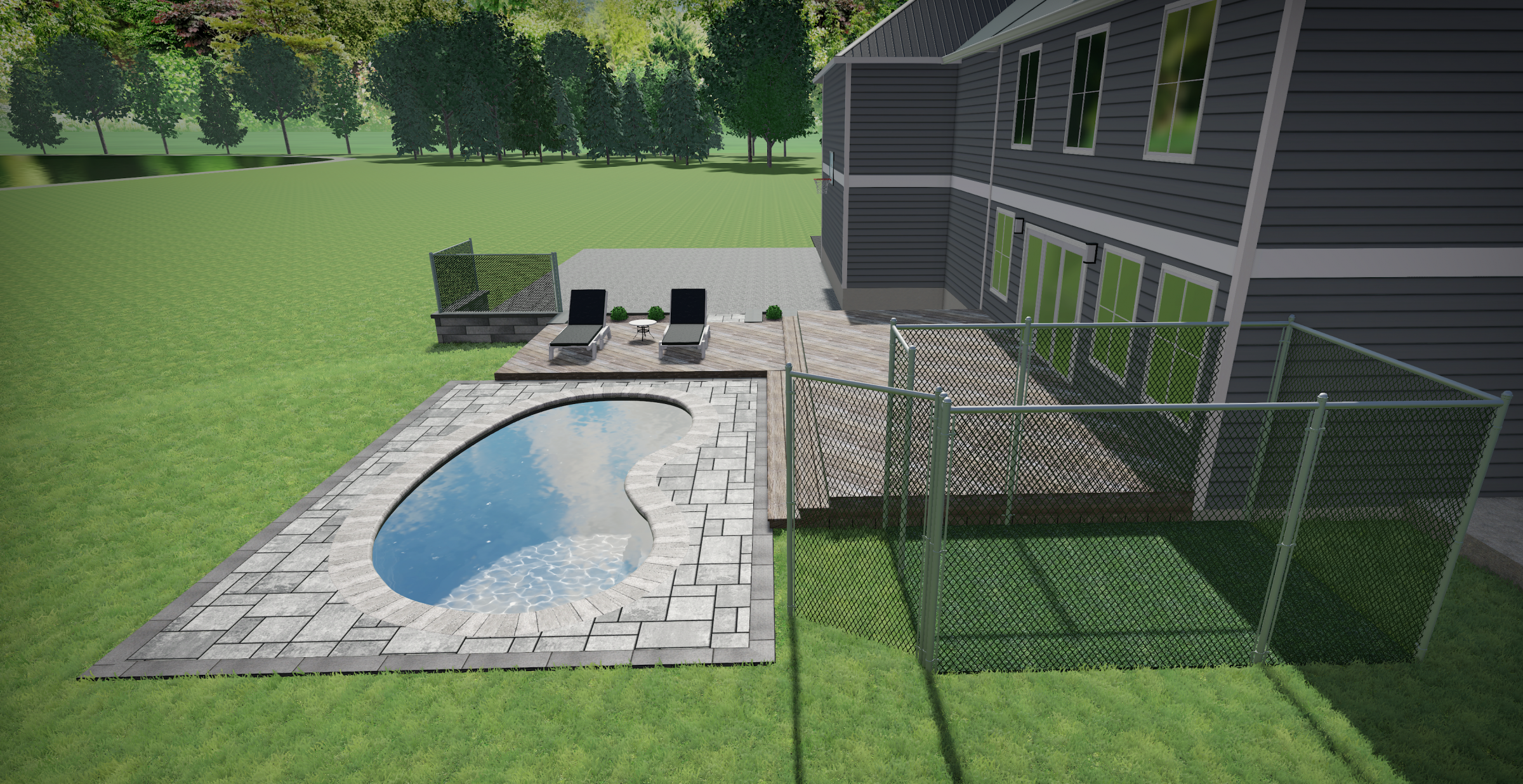 House with pool and fenced yard