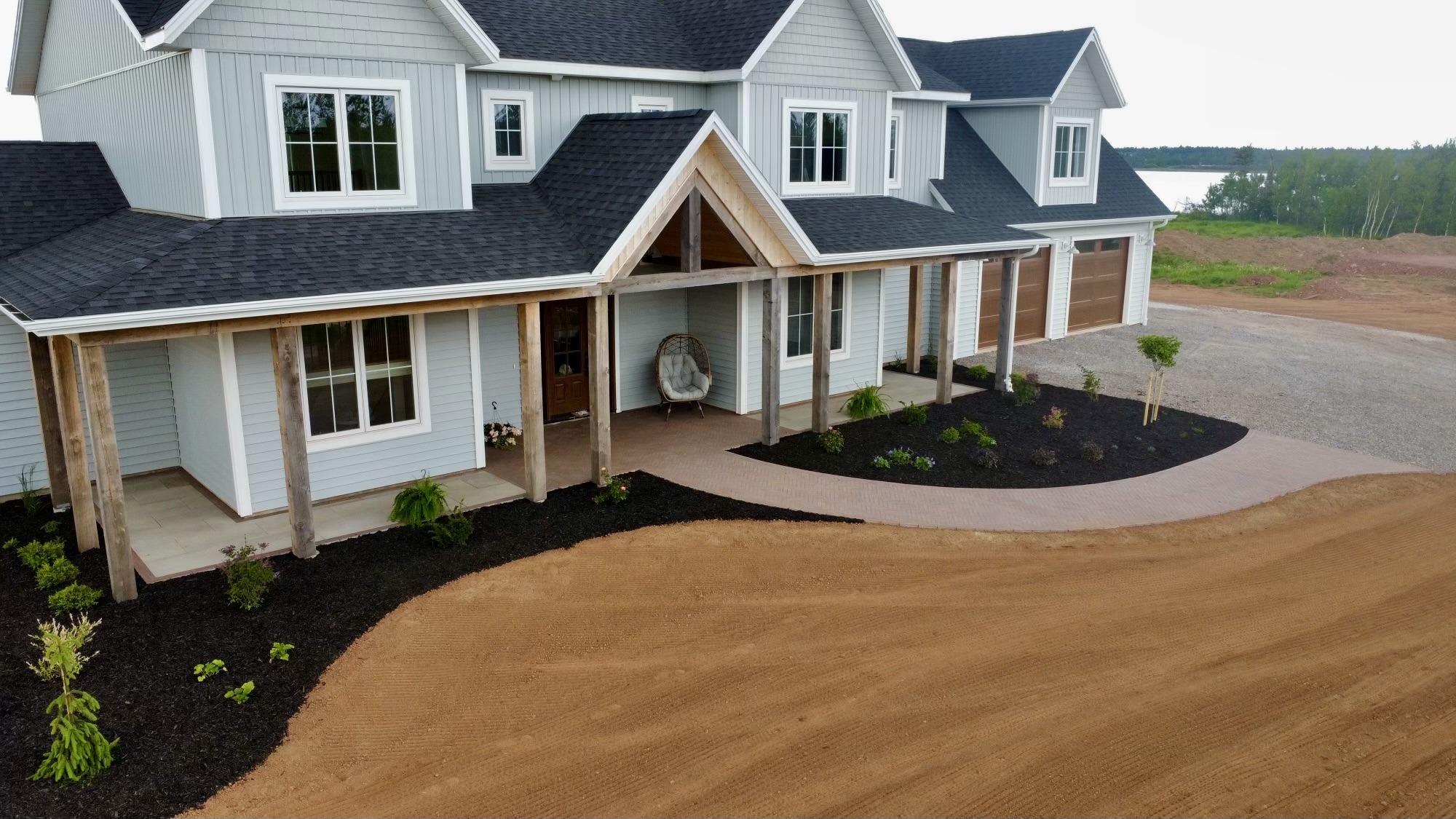 Modern house with landscaped front yard
