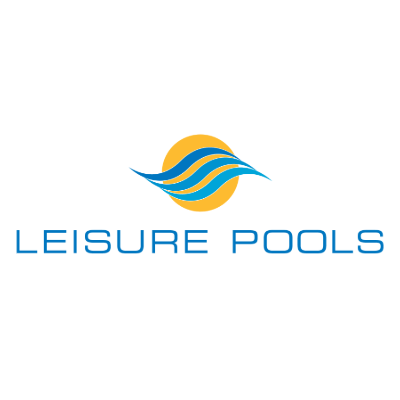 Leisure Pools logo with sun and waves design.